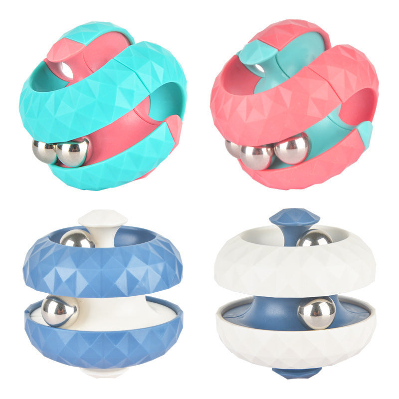"Diamond Ball Track Fidget Spinner – Rubik’s Cube Decompression Toy for Kids"